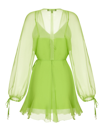 Платье мини на запах с комбинацией