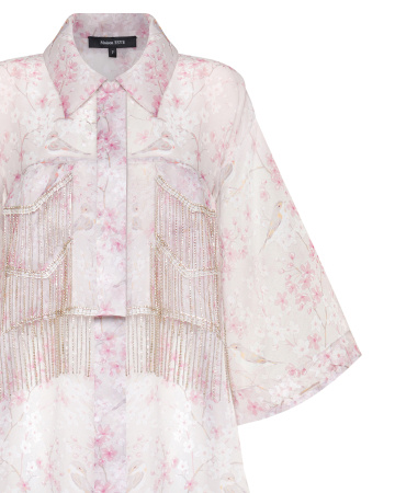 Свободная принтованная блуза-тренч 