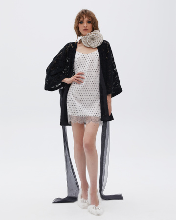 Комбинация двухслойная мини с кружевом