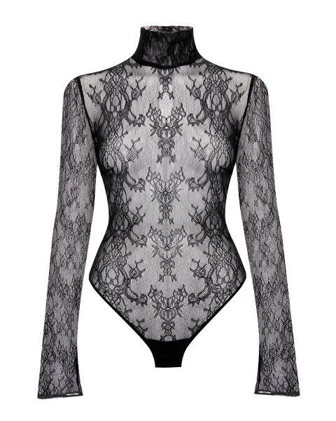 Боди-водолазка кружевное