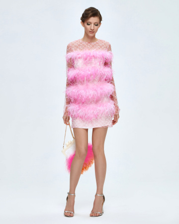 Платье мини прямое с рукавами