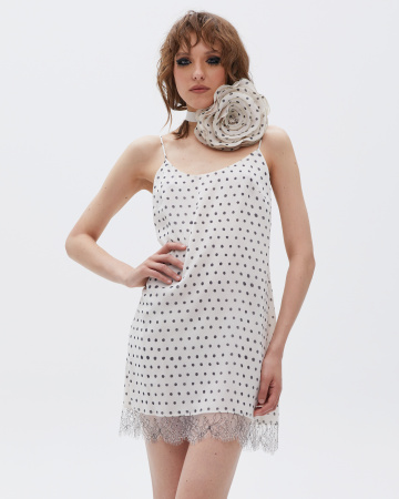 Комбинация двухслойная мини с кружевом