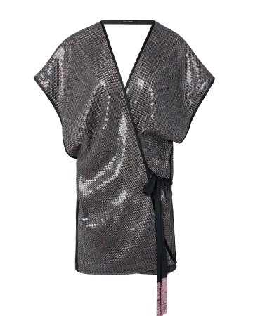 Платье-кимоно пайетки мини