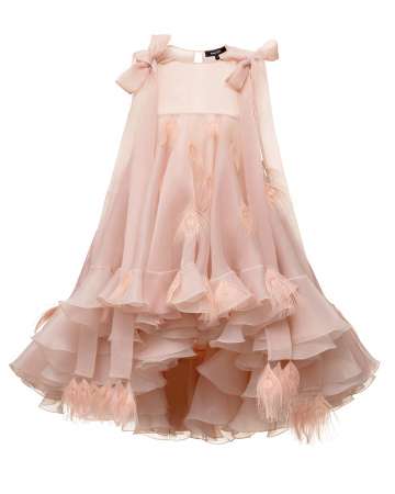 Платье мини с перьями павлина