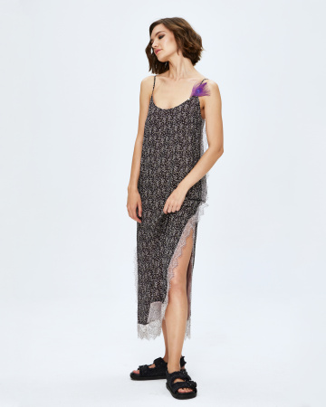 Платье комбинация макси с кружевом