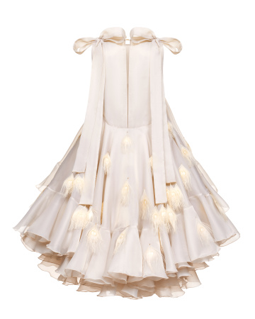 Платье мини с перьями павлина