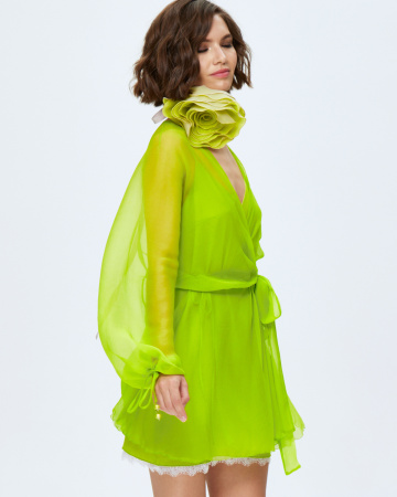 Платье мини на запах с комбинацией