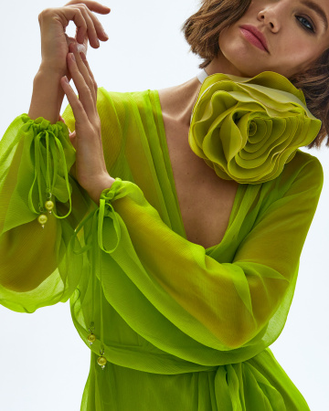 Платье мини на запах с комбинацией