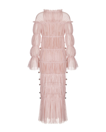 Платье-резинка из сетки с бусинами