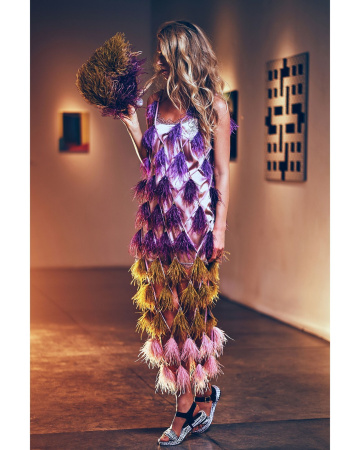 Сарафан-сетка из перьев