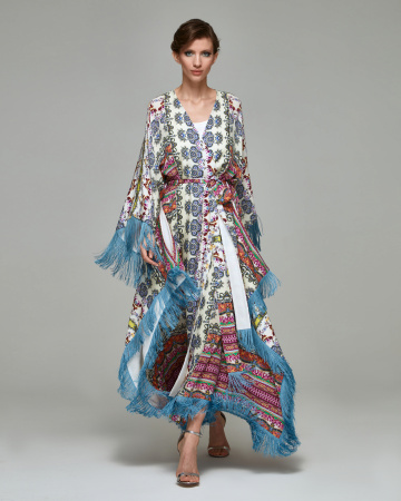 Накидка с бахромой и поясом