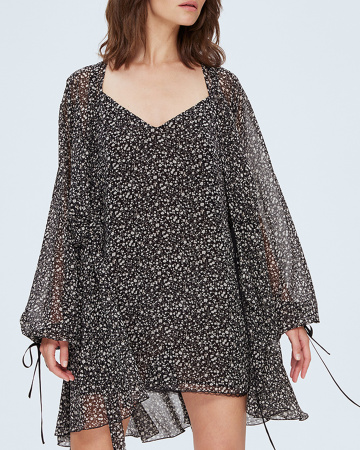 Платье мини на запах с комбинацией