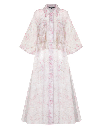 Свободная принтованная блуза-тренч 