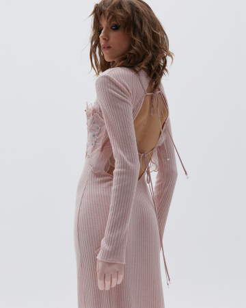 Миди платье из трикотажа с открытой спиной