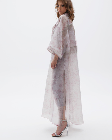 Свободная принтованная блуза-тренч 