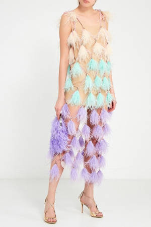 Сарафан-сетка из перьев