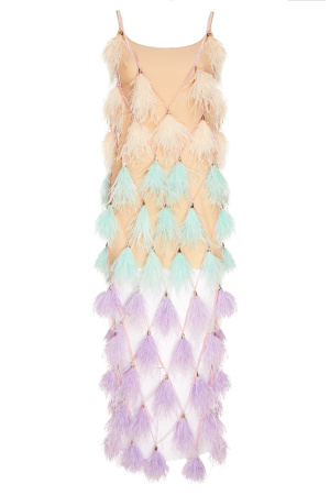 Сарафан-сетка из перьев