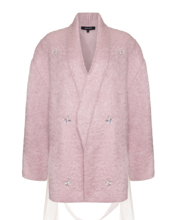 Полупальто с поясом декорированное стразами