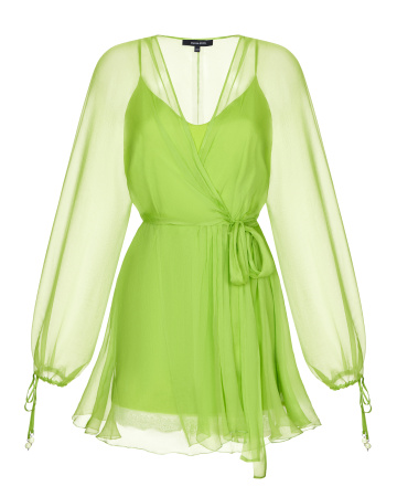 Платье мини на запах с комбинацией