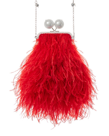 Перьевой клатч с цепочкой