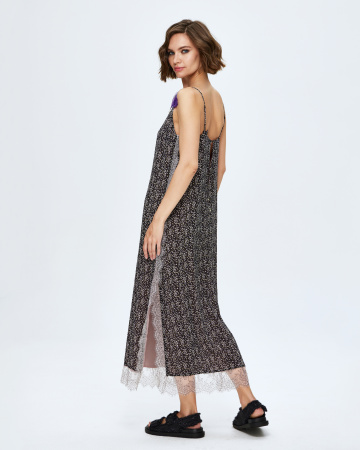 Платье комбинация макси с кружевом