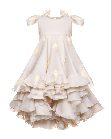 Платье мини с перьями павлина