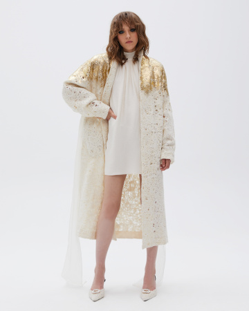 Мини платье со стойкой и американской проймой