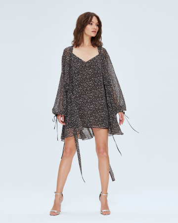 Платье мини на запах с комбинацией