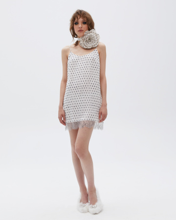 Комбинация двухслойная мини с кружевом