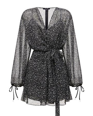 Платье мини на запах с комбинацией