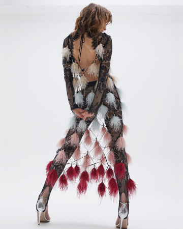 Сарафан-сетка из перьев