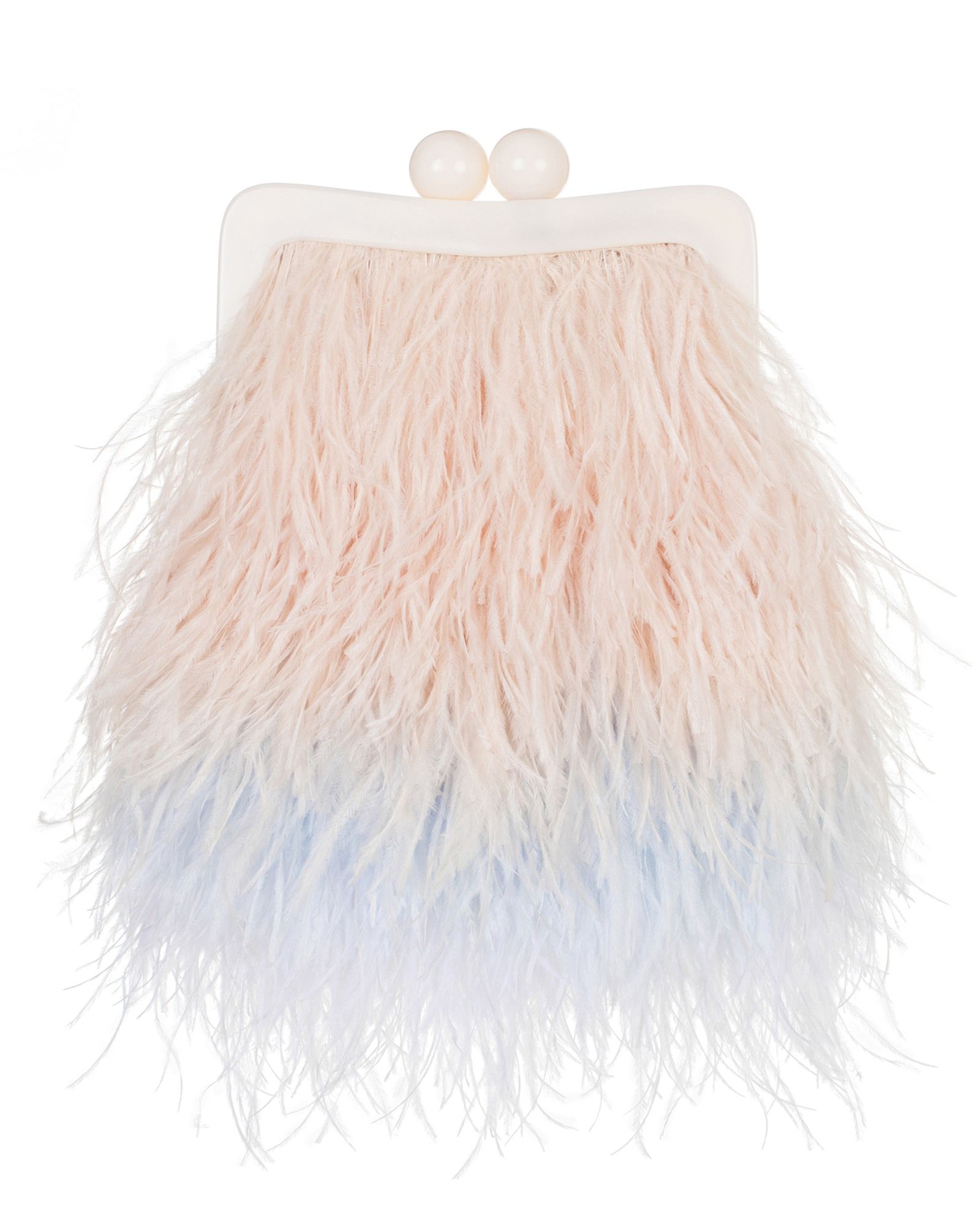 Перьевой клатч на пластике