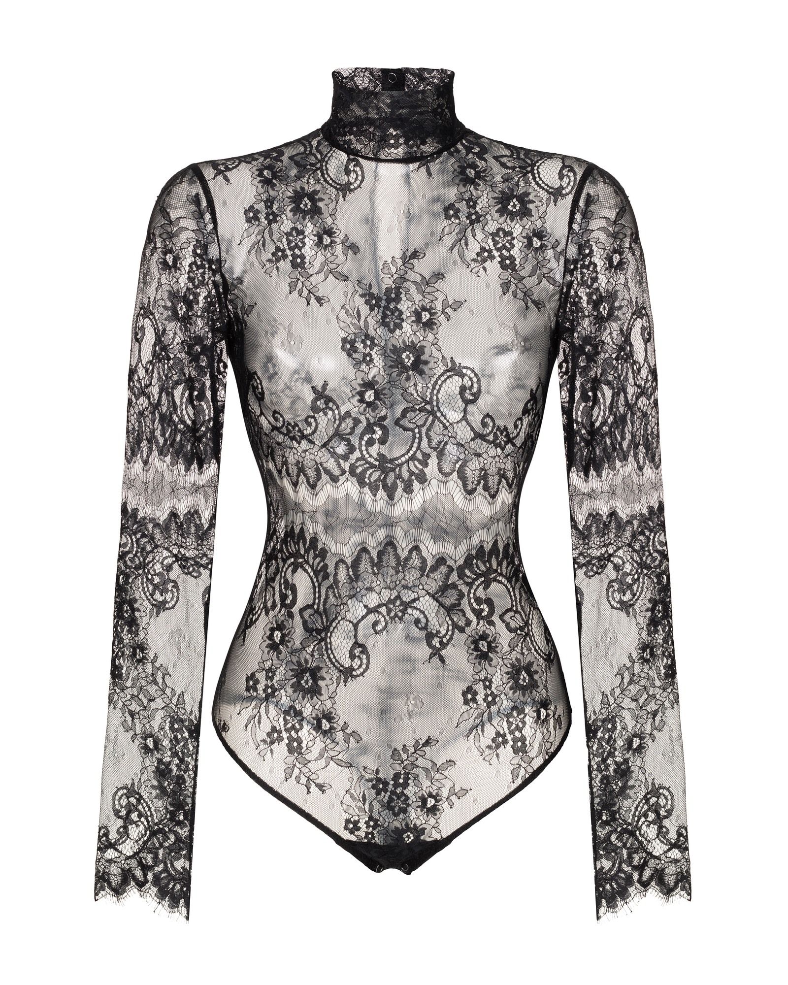 Боди-водолазка кружевное