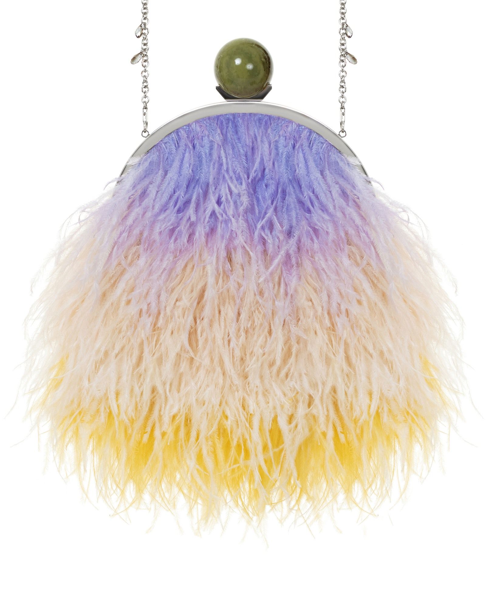 Перьевой клатч с цепочкой