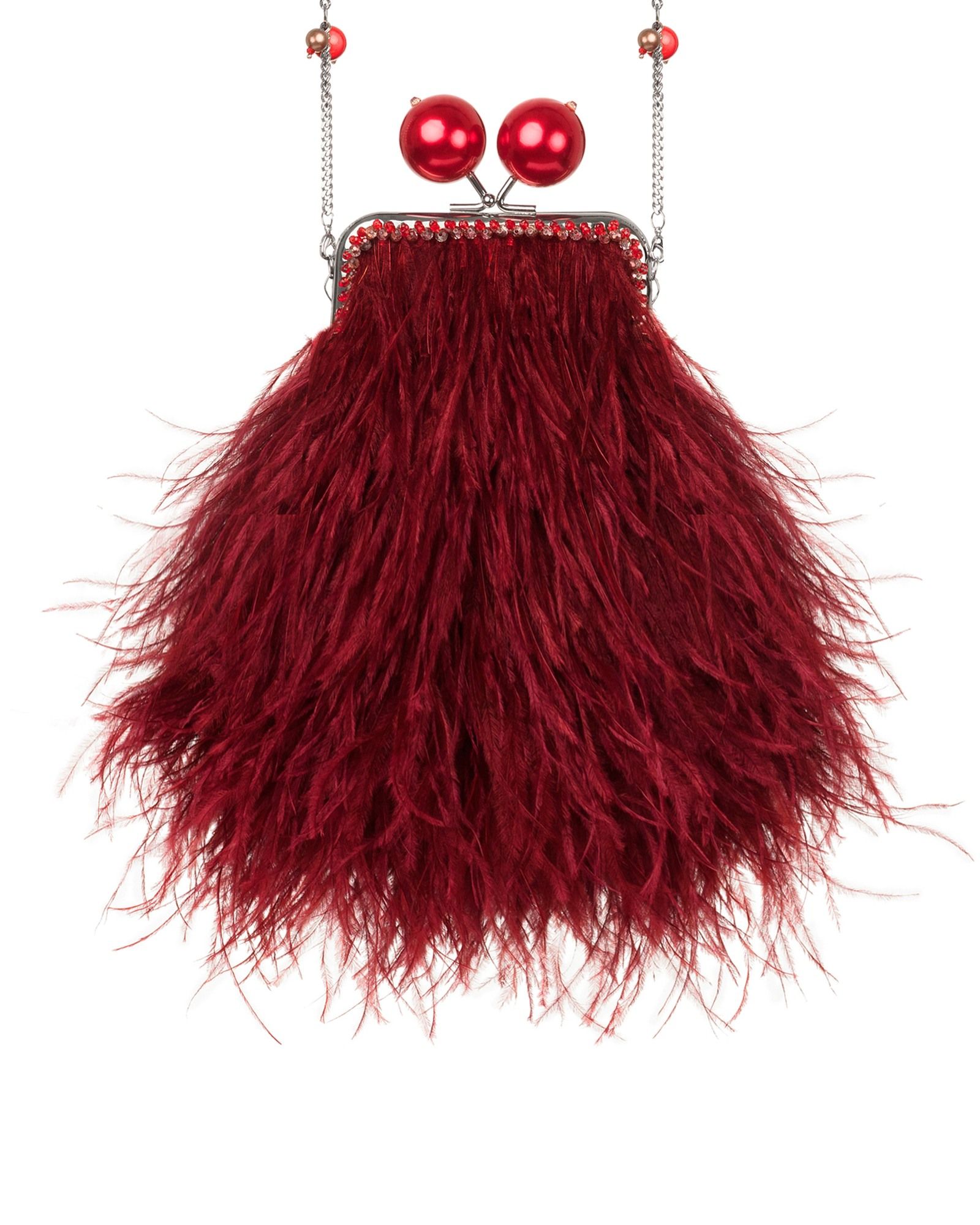 Перьевой клатч с цепочкой