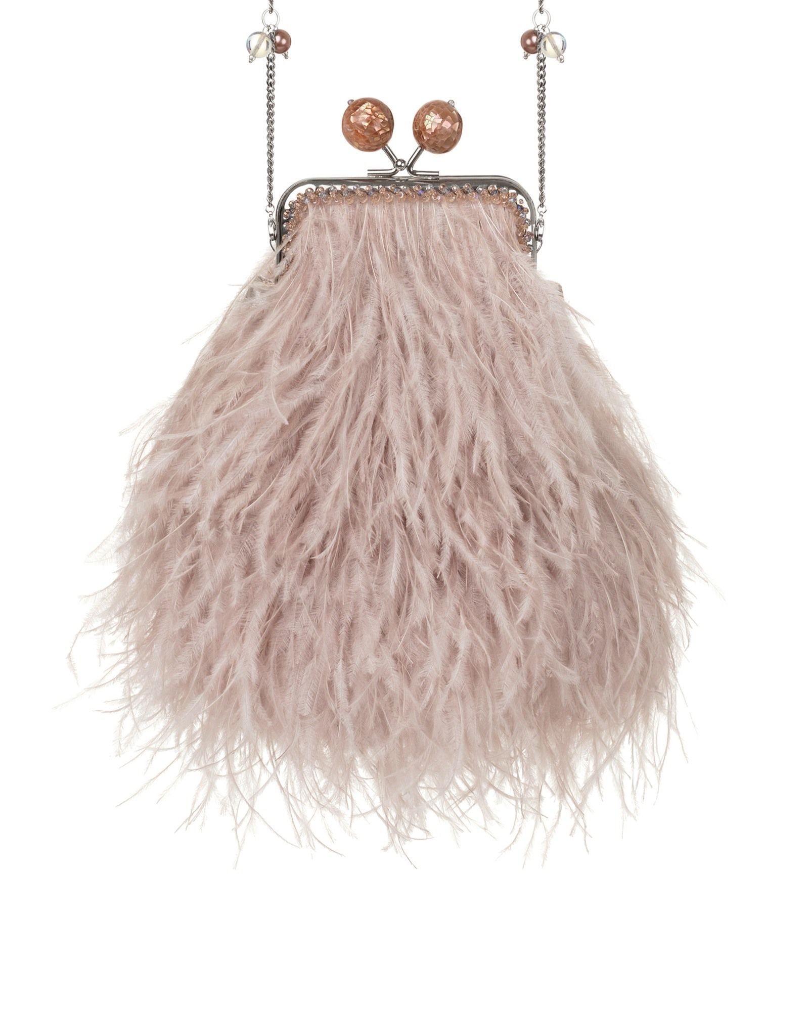 Перьевой клатч с цепочкой