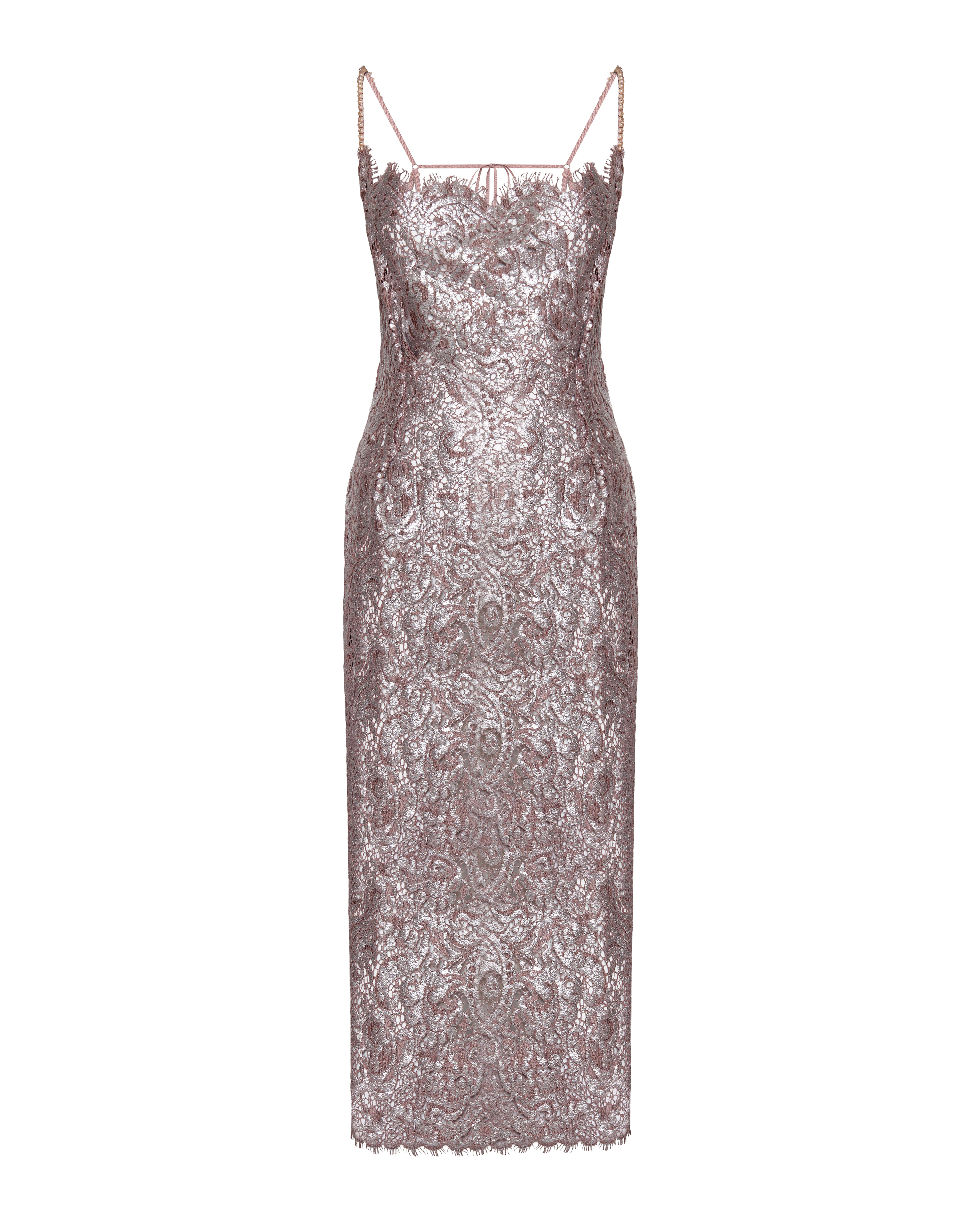 Сарафан кружевной миди с расшитыми бретелями