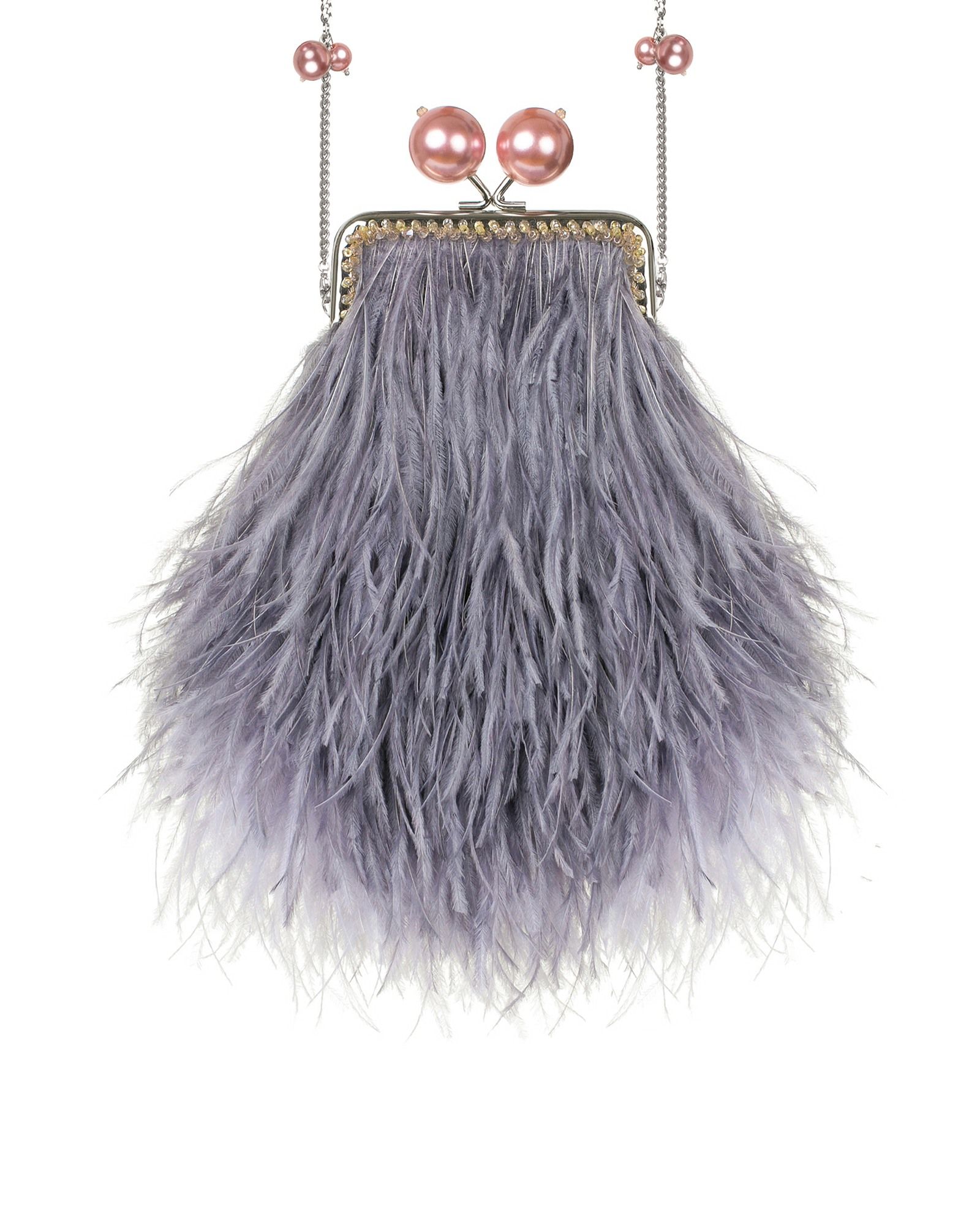 Перьевой клатч с цепочкой