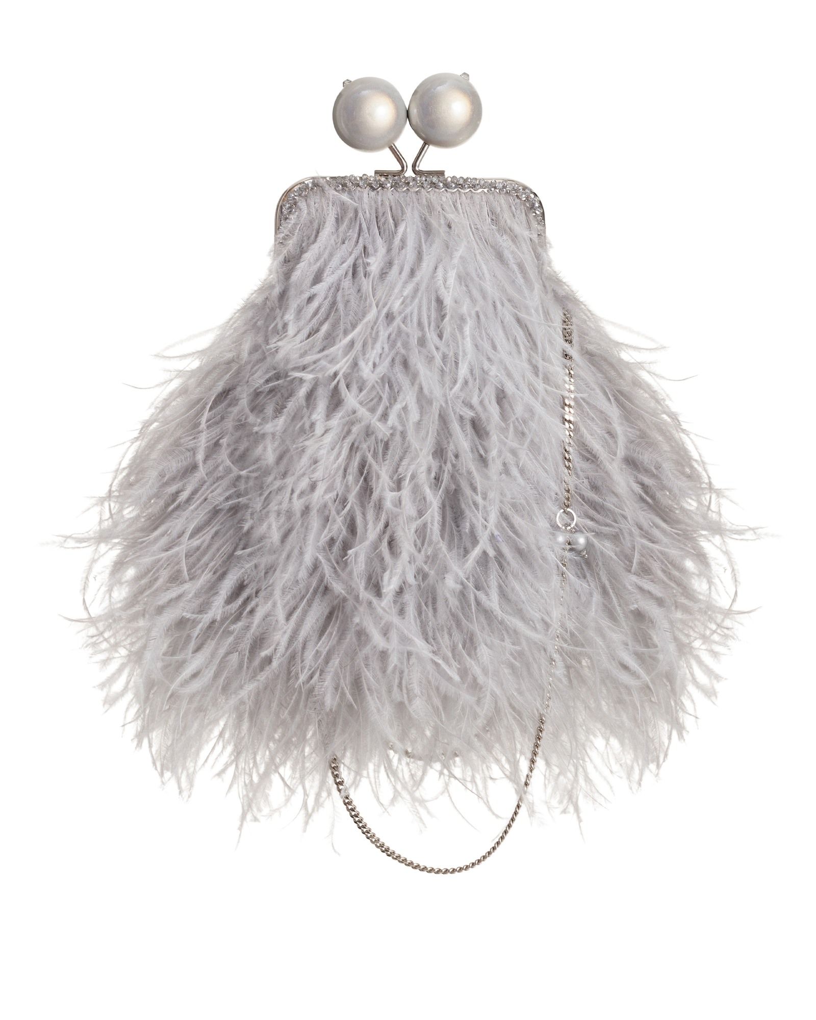 Перьевой клатч с цепочкой