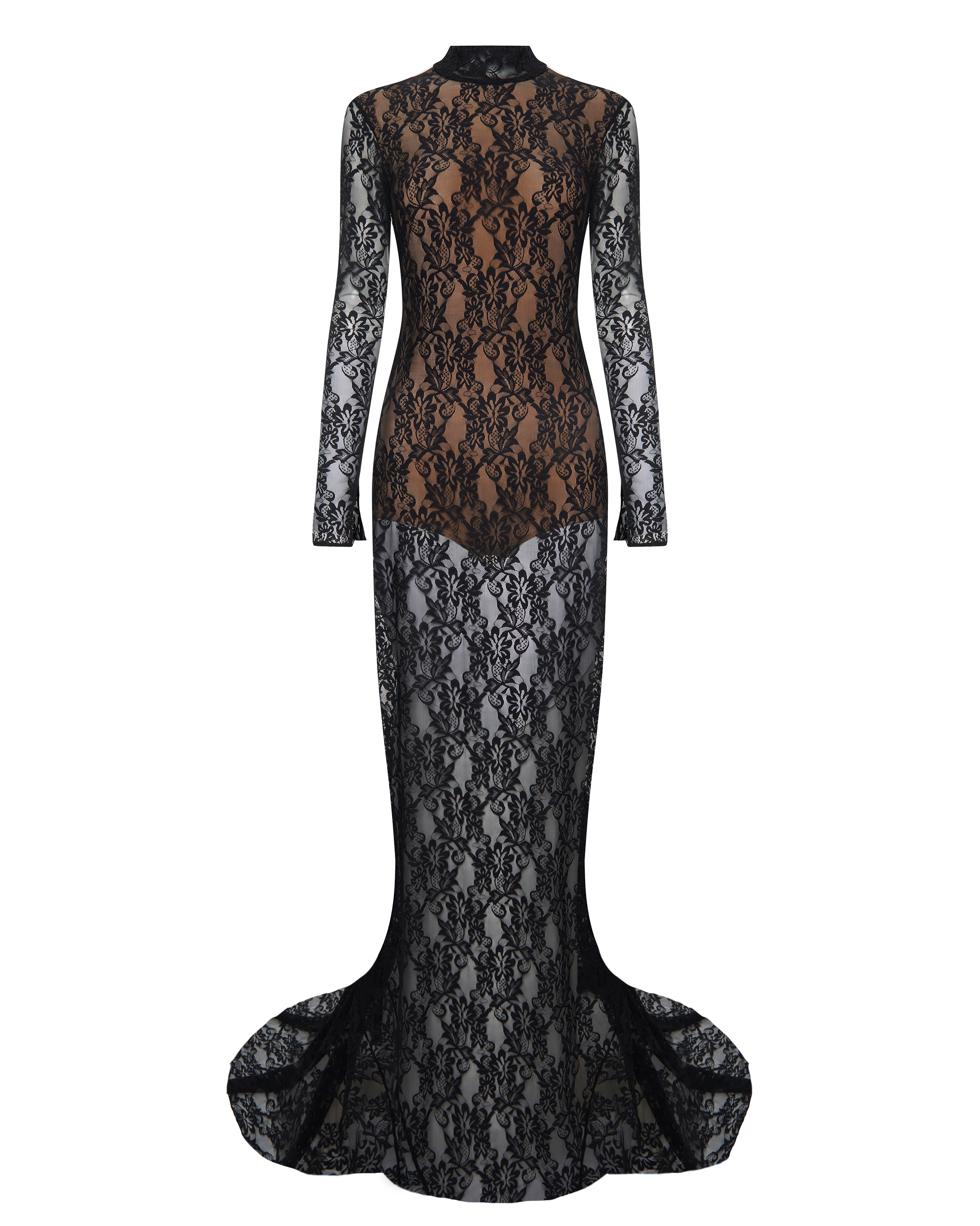 Макси платье с открытой спинкой и съемным декором