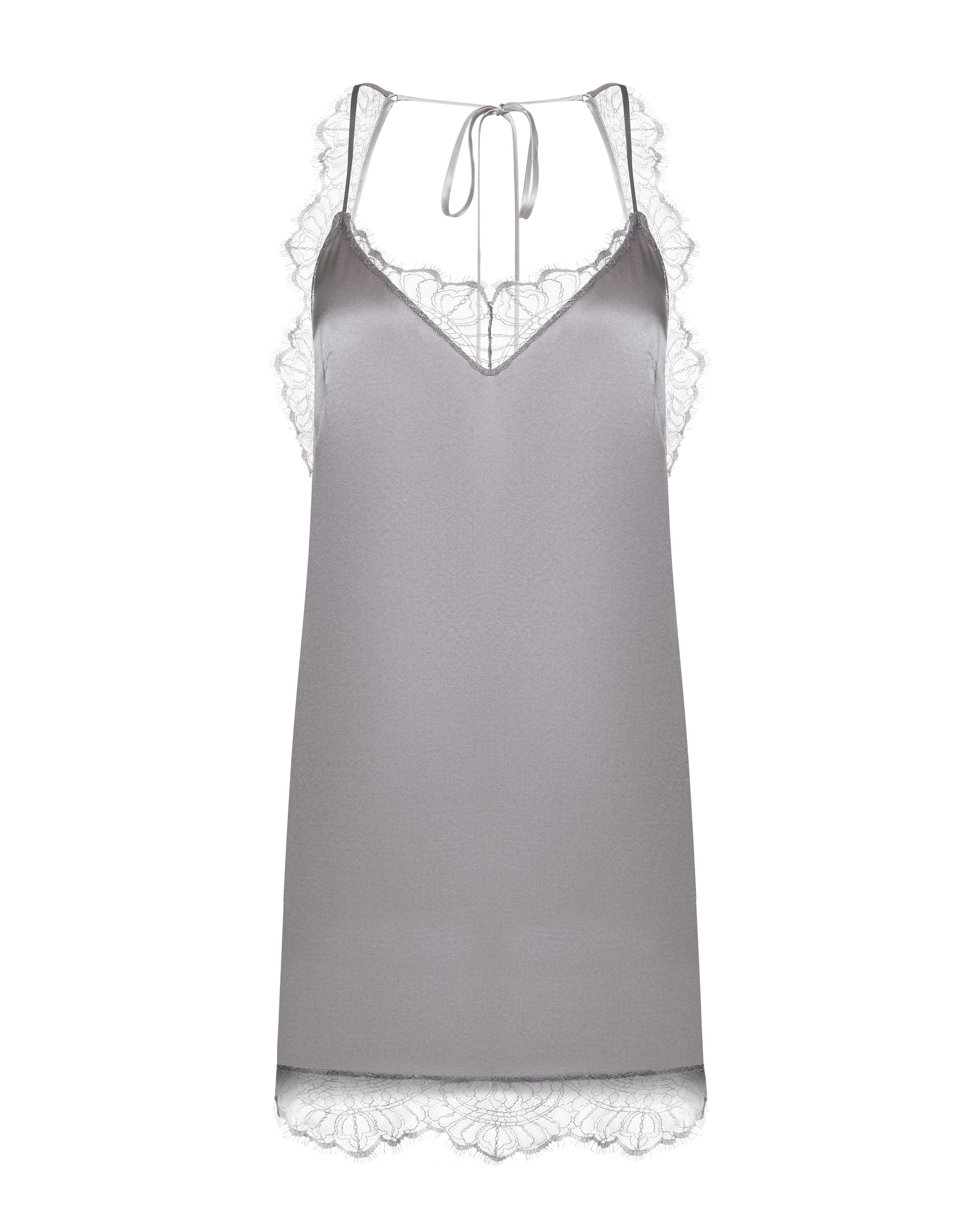 Комбинация мини с кружевом и открытой спинкой