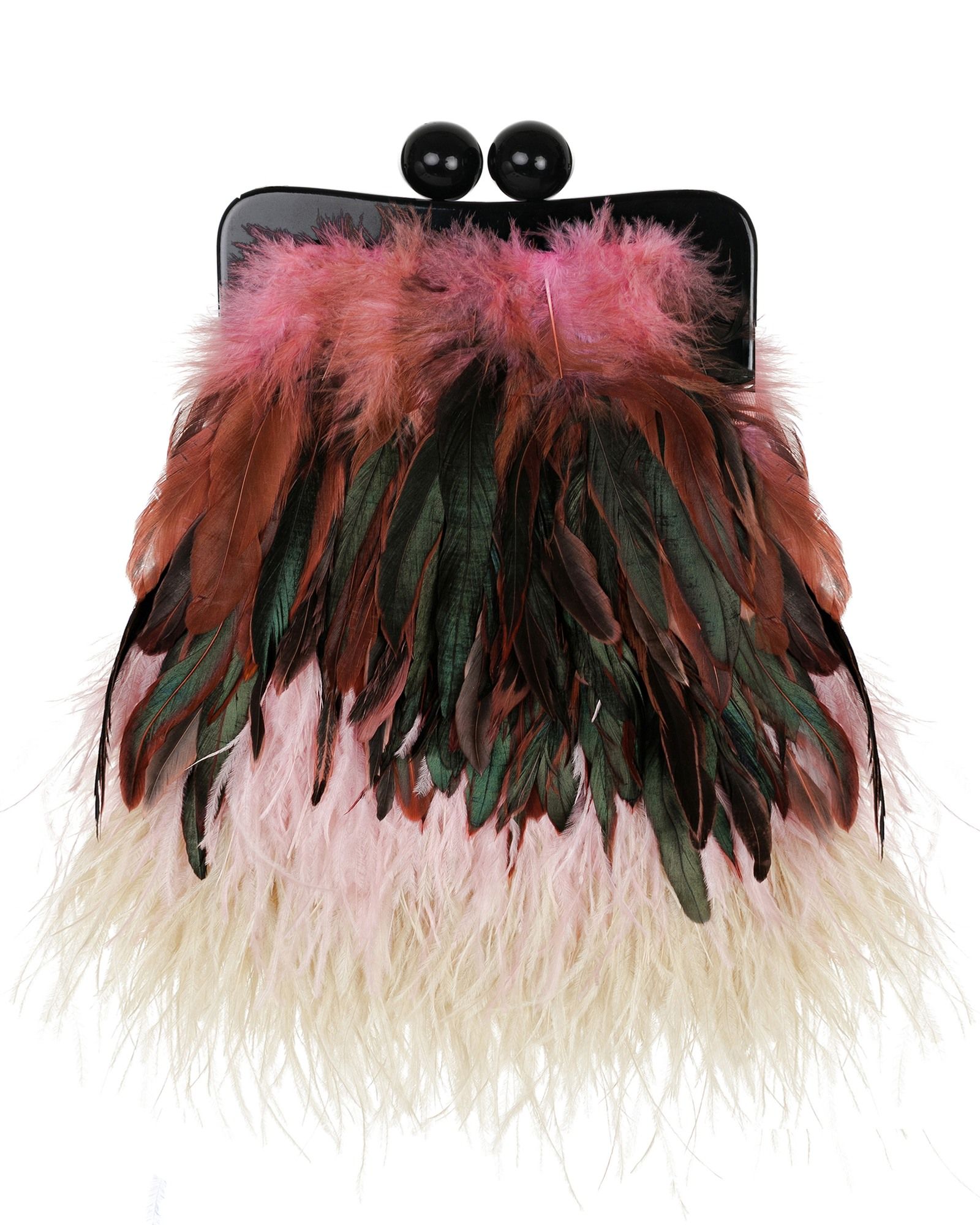 Перьевой клатч на пластике