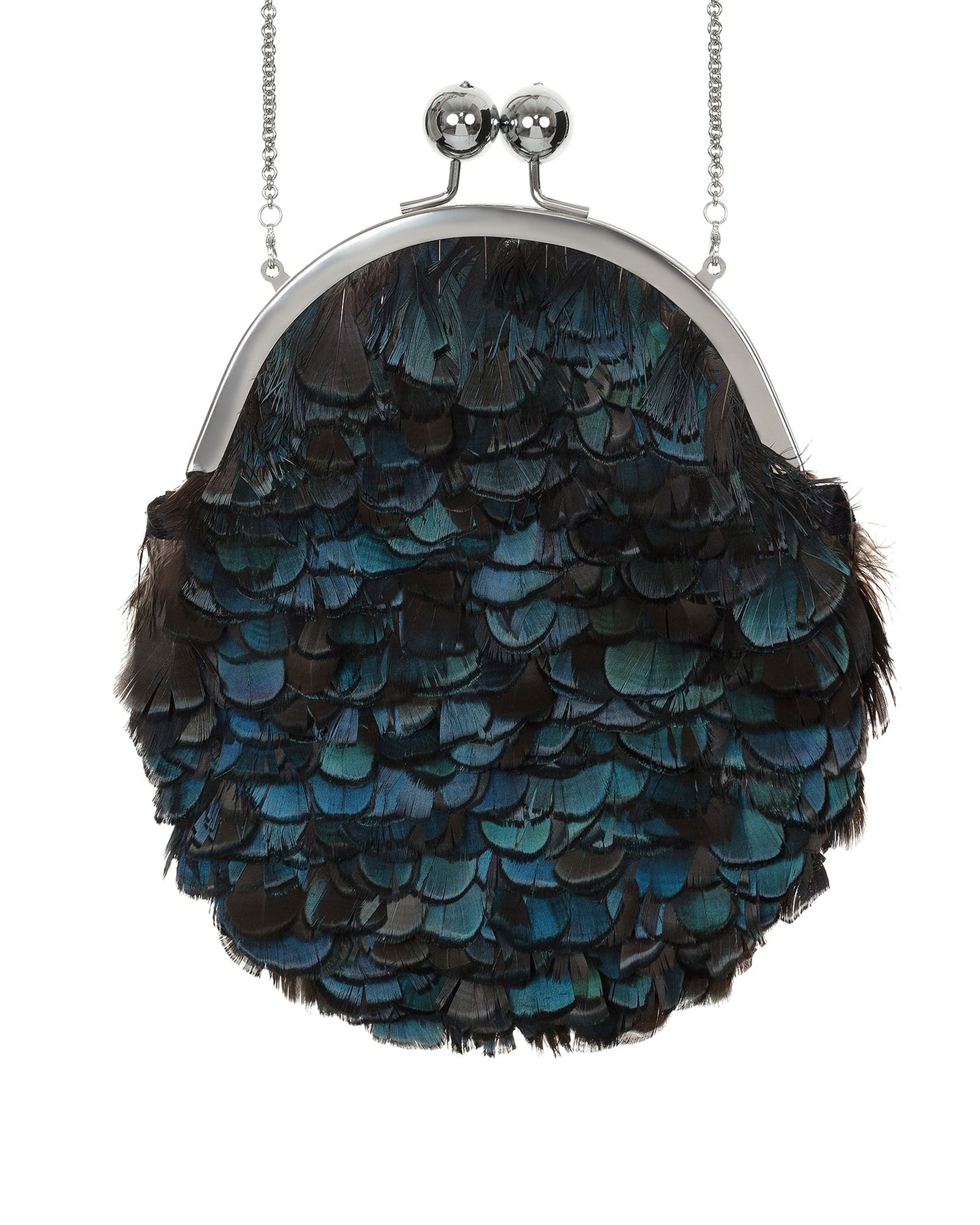 Перьевой клатч с цепочкой