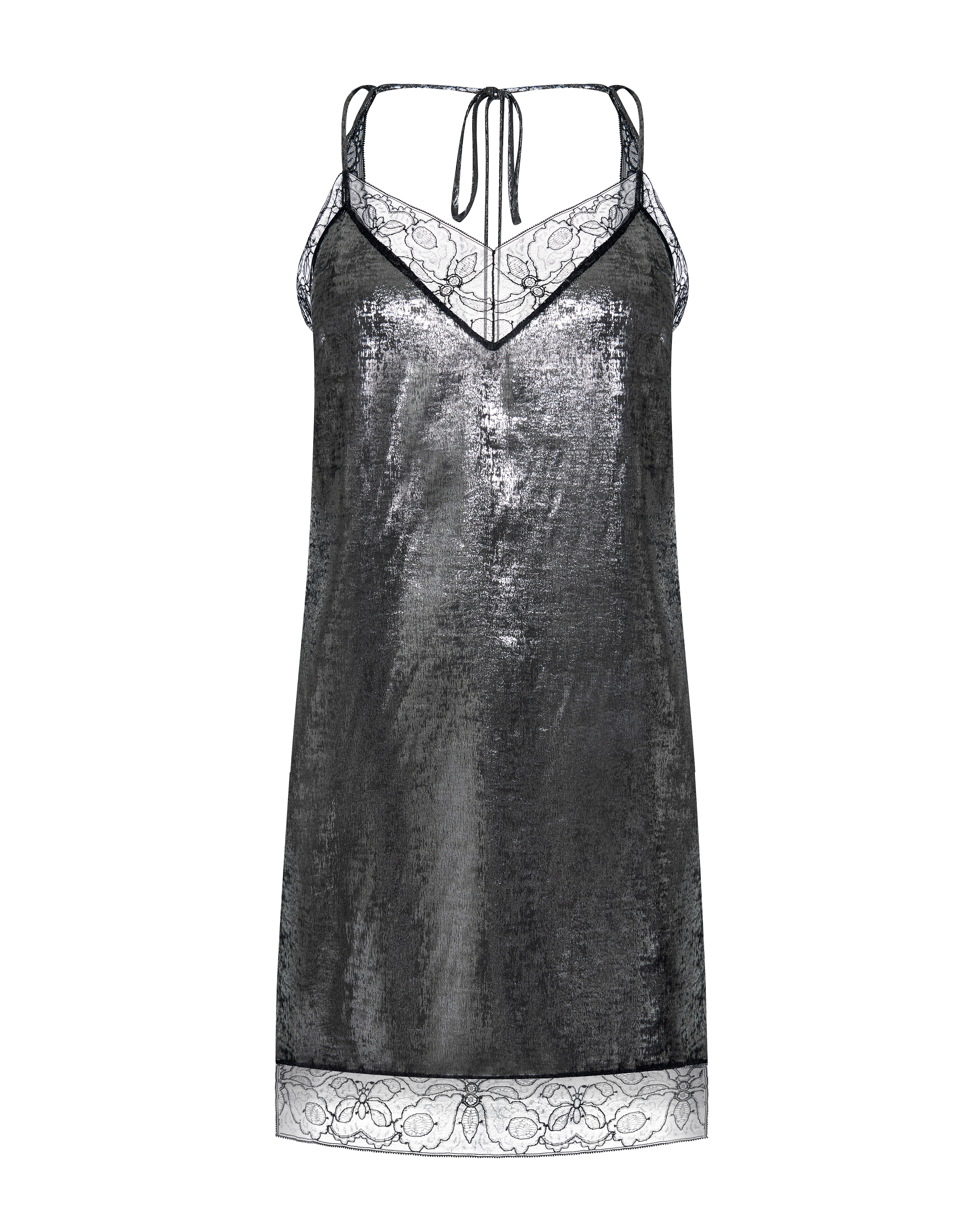 Комбинация мини с кружевом и открытой спинкой