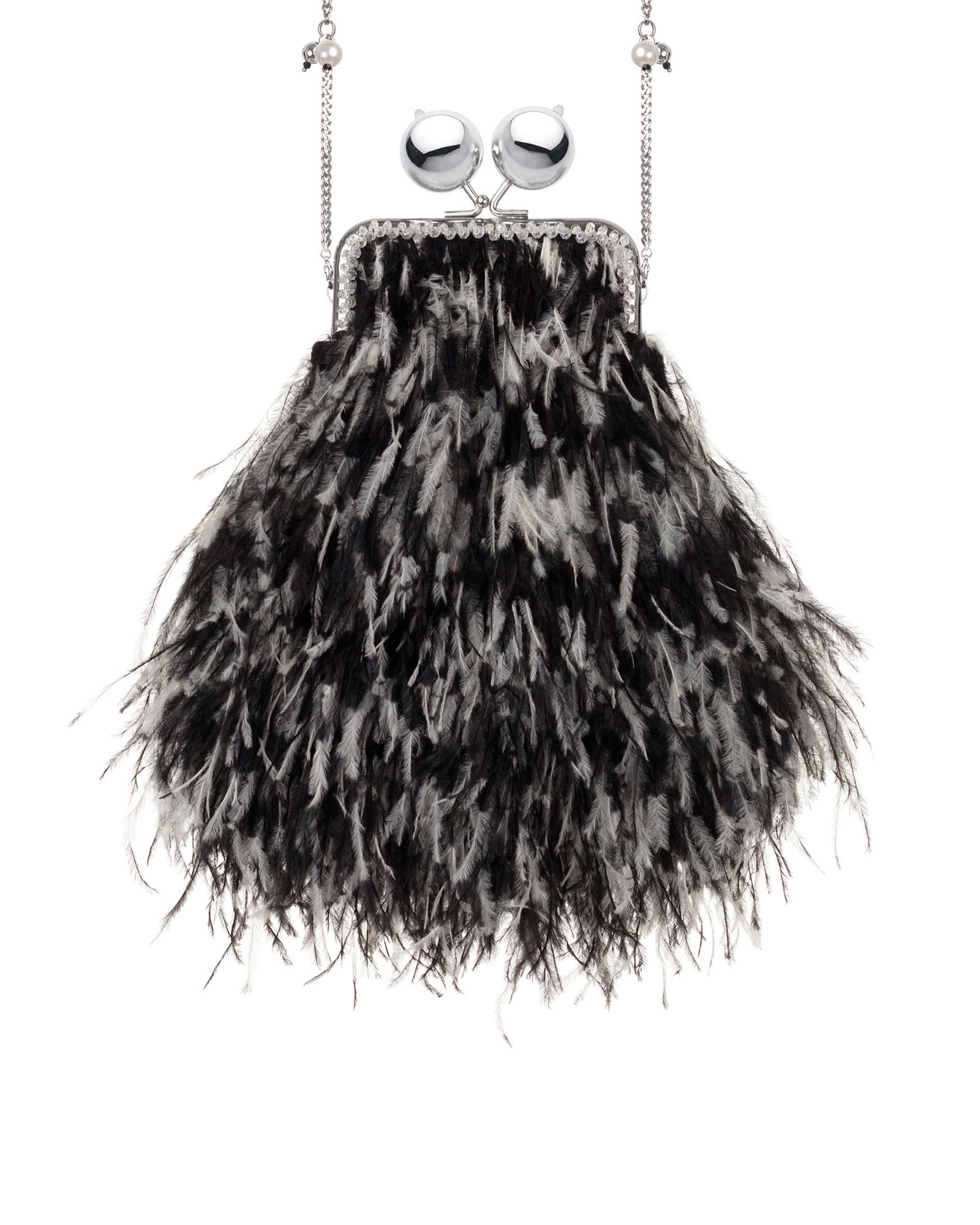 Перьевой клатч с цепочкой