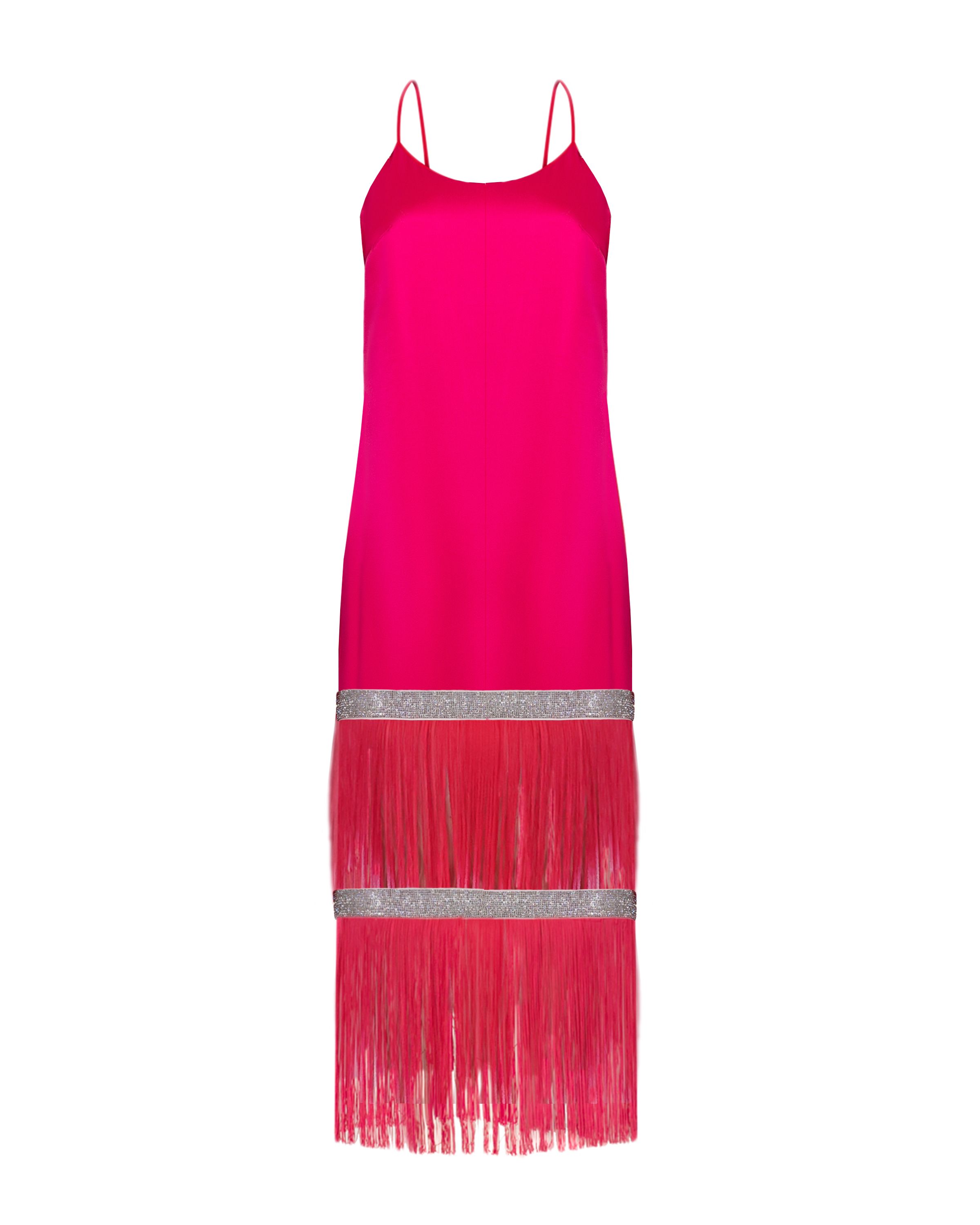 Платье-комбинация двухслойная мини с бахромой