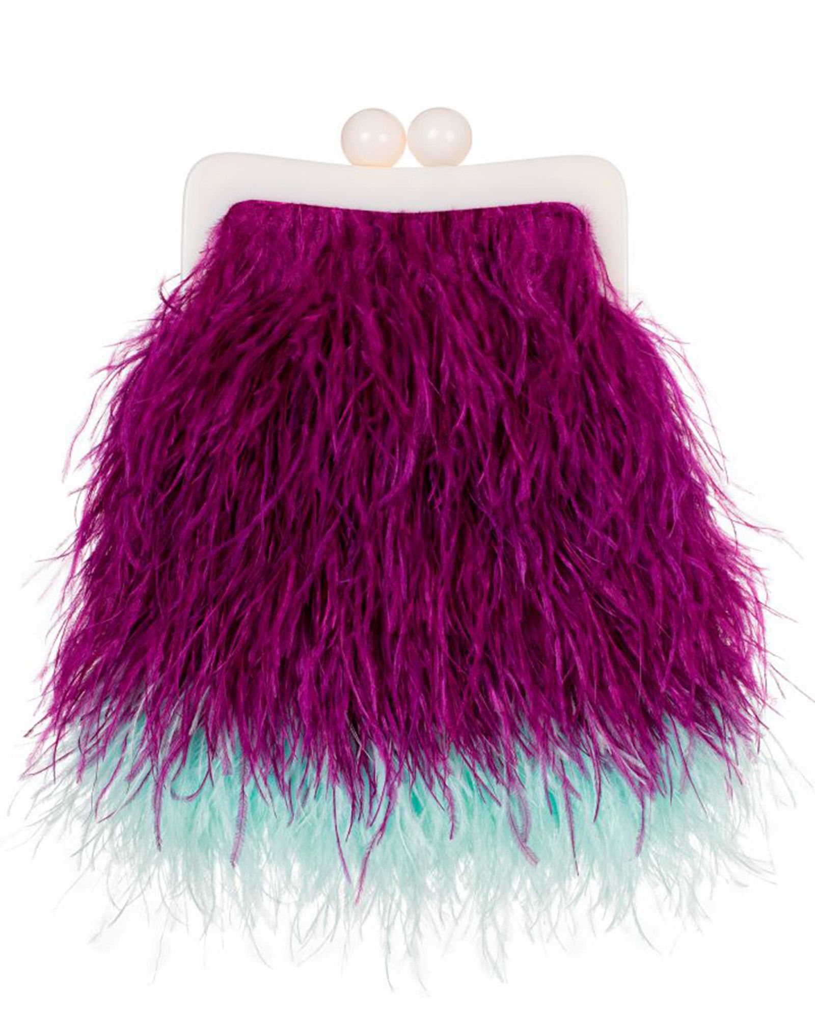 Перьевой клатч на пластике