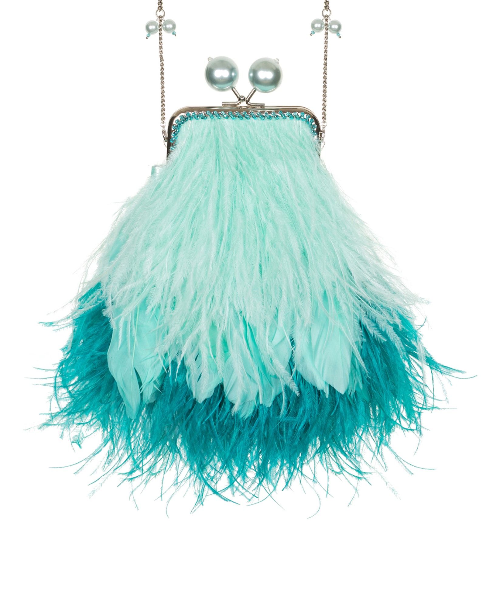 Перьевой клатч с цепочкой