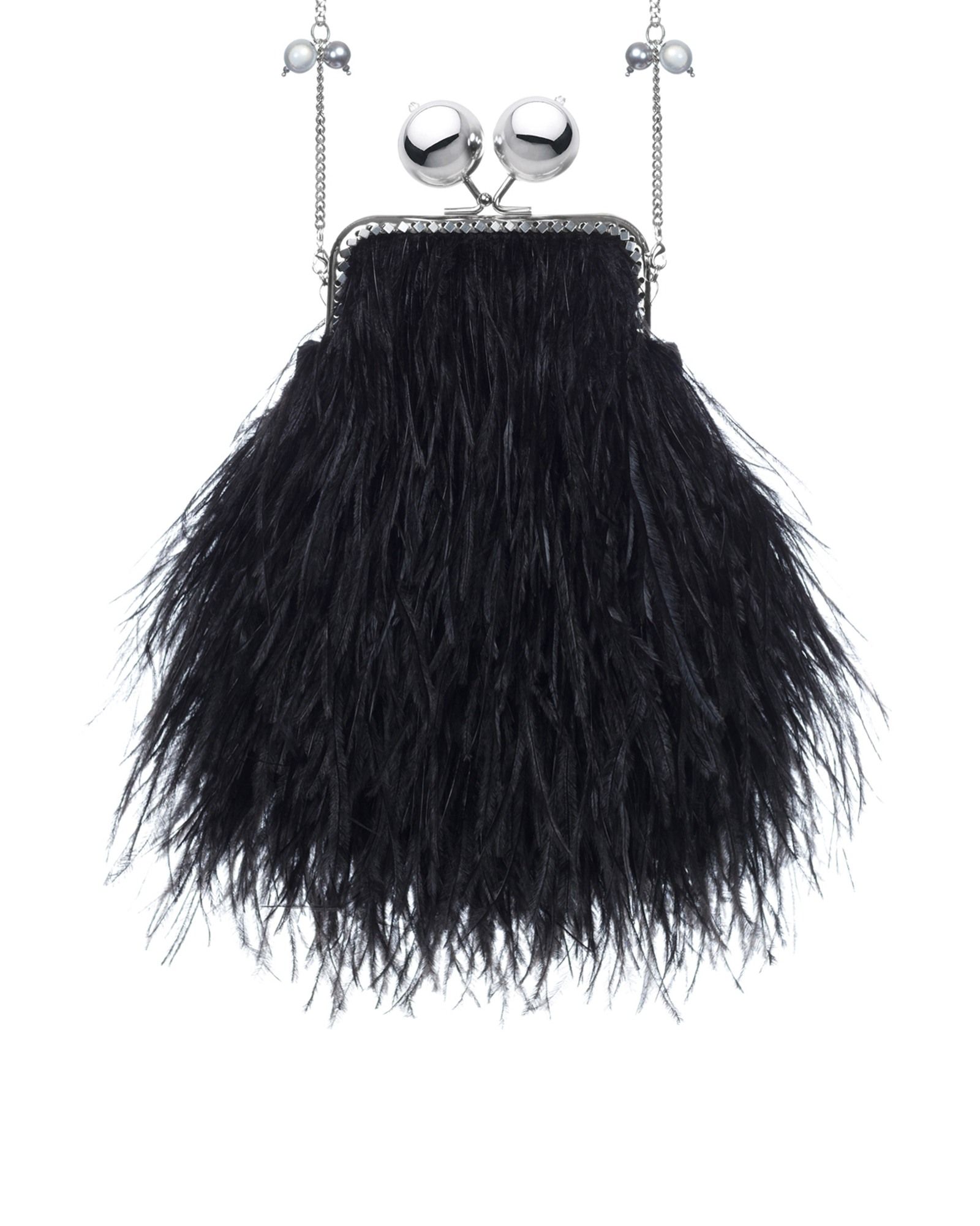 Перьевой клатч с цепочкой