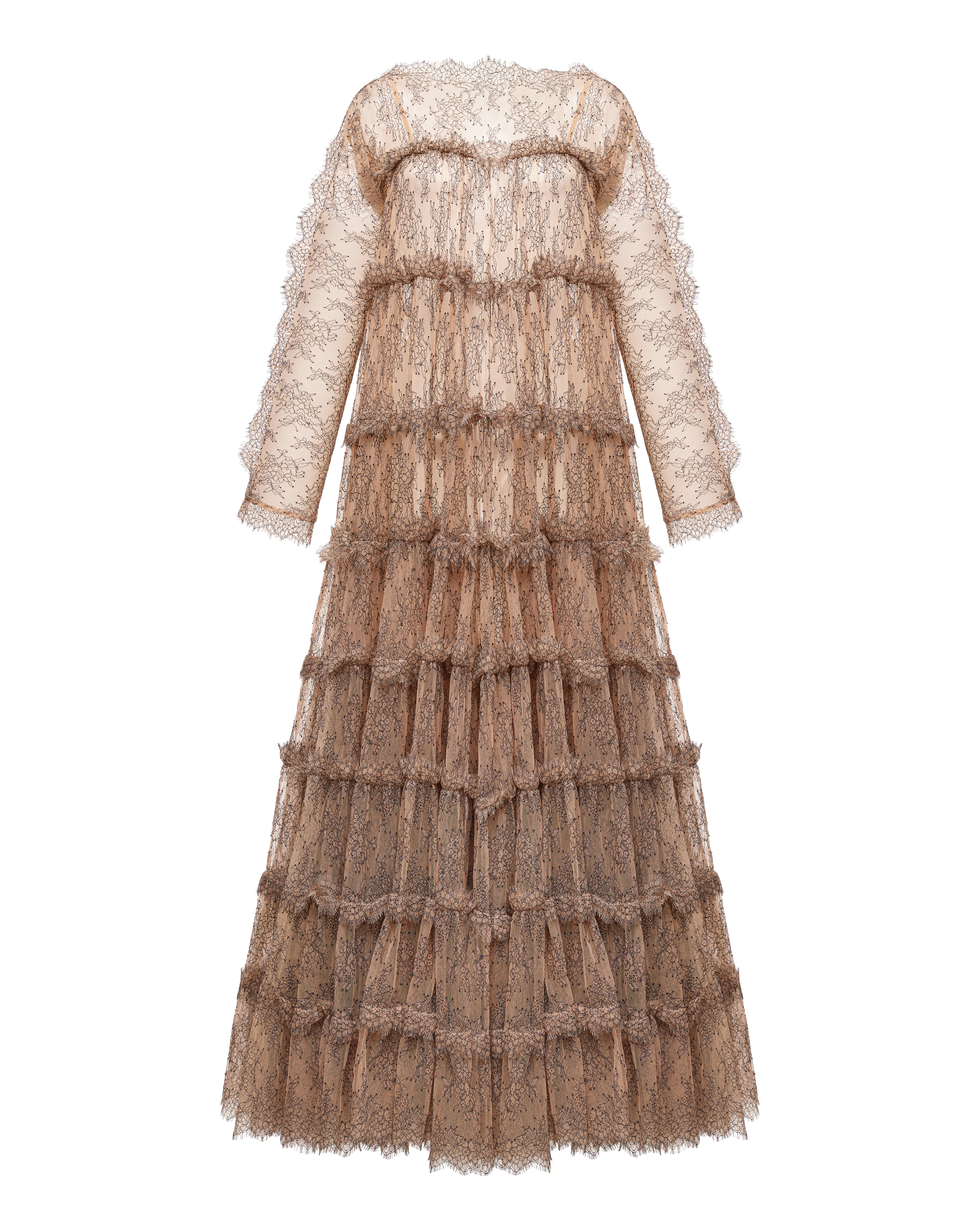 Макси платье из кружева шантильи